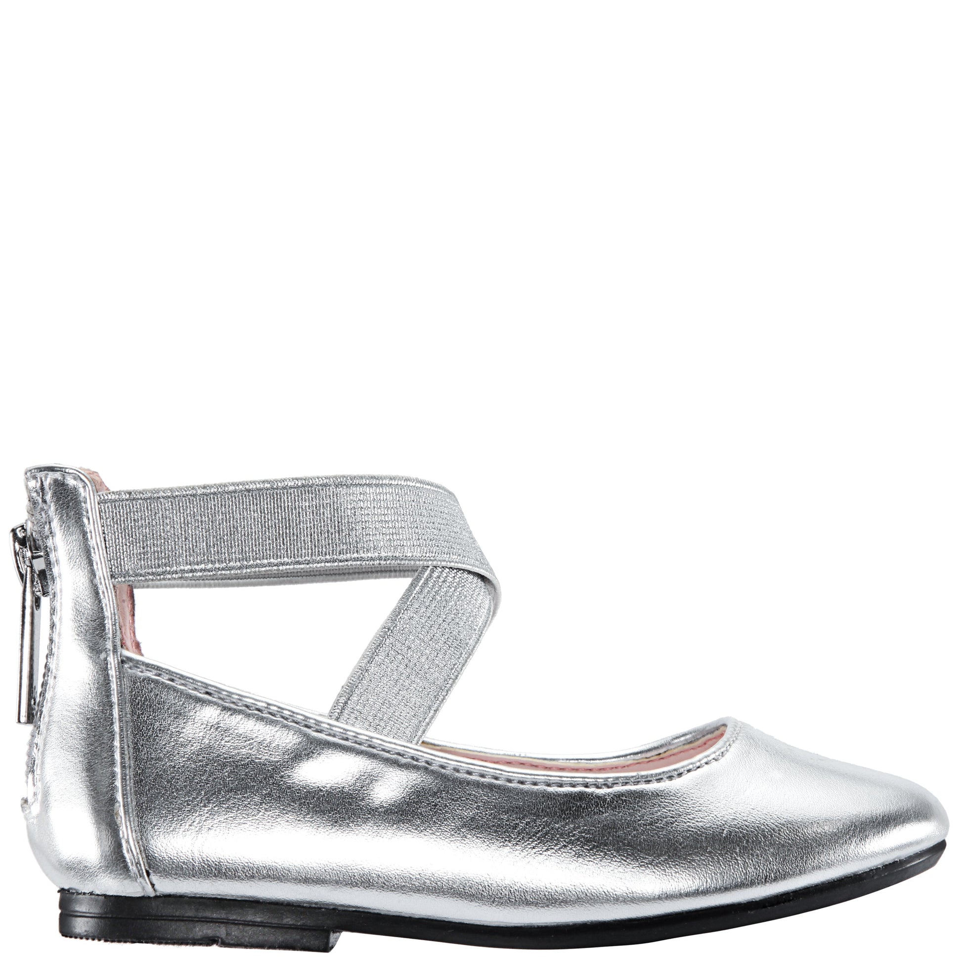Nina Shoes Girls Marissa silver metallic zip back ballet flats