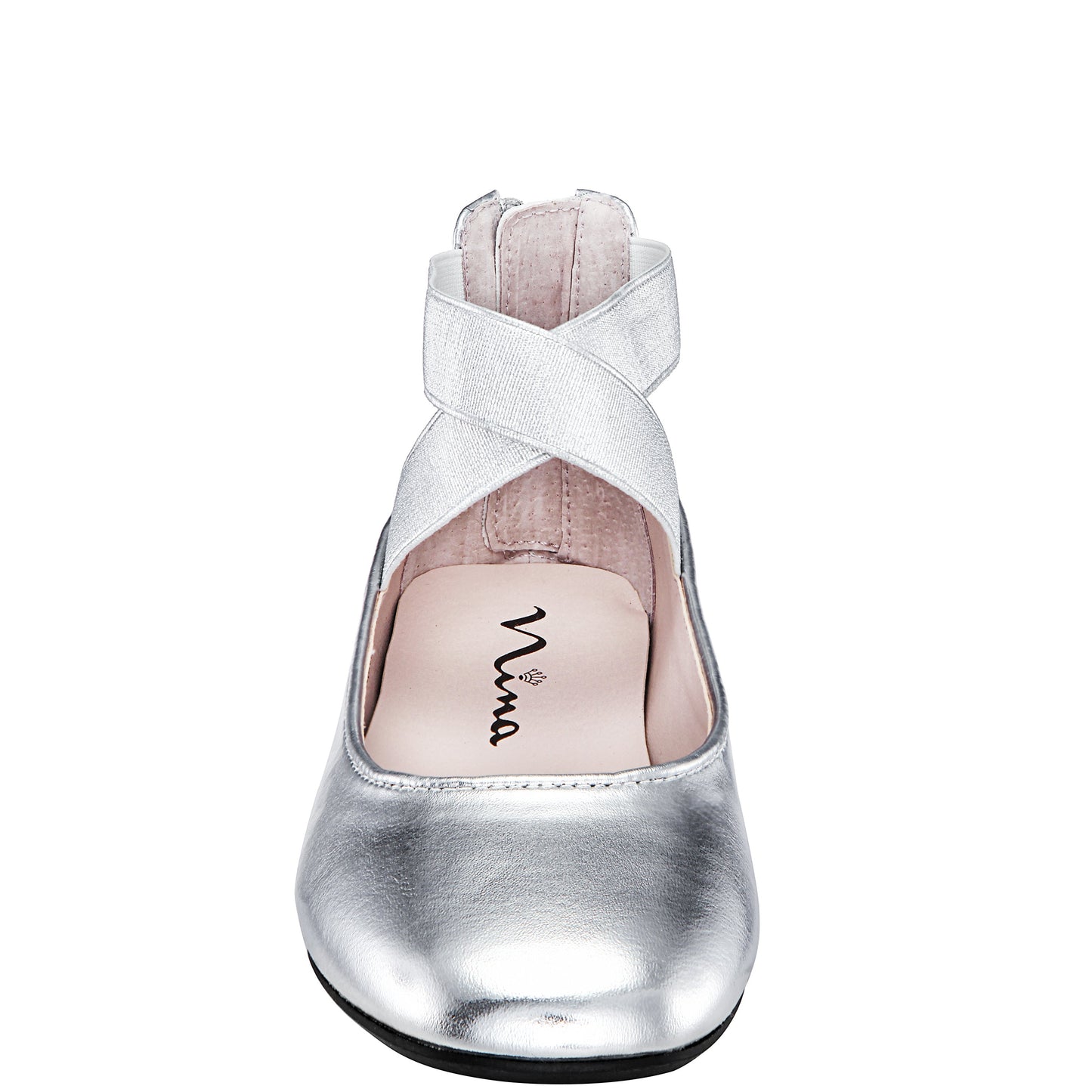 Nina Shoes Girls Marissa silver metallic zip back ballet flats