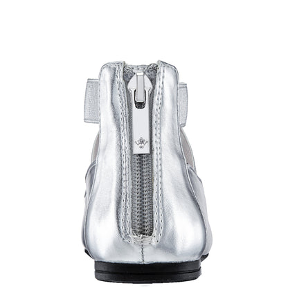 Nina Shoes Girls Marissa silver metallic zip back ballet flats