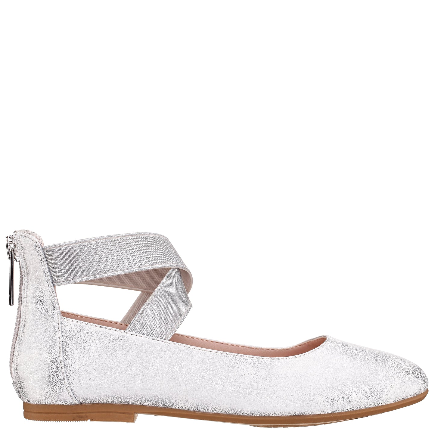 Nina Shoes Girls Marissa Silver zip back ballet flats