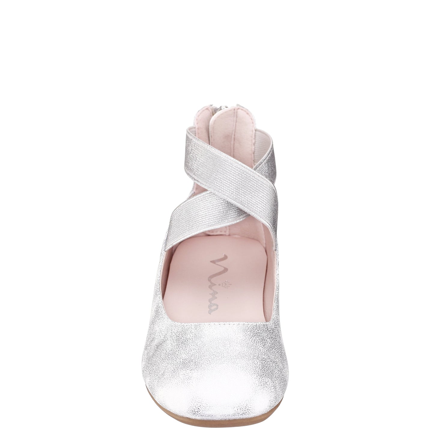 Nina Shoes Girls Marissa Silver zip back ballet flats