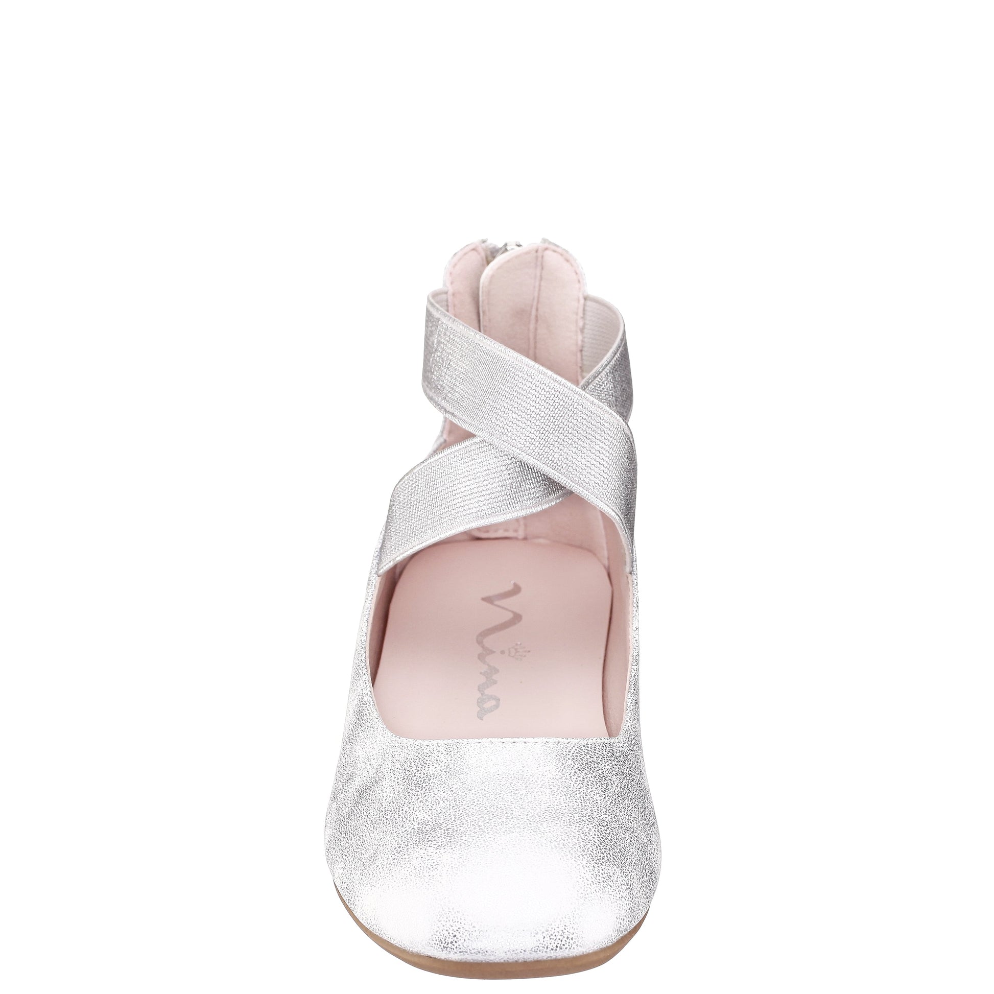 Nina Shoes Girls Marissa Silver zip back ballet flats
