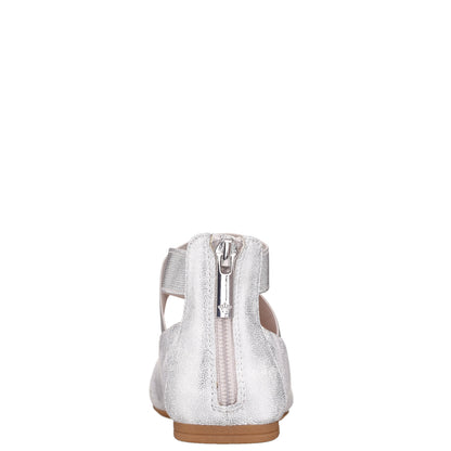 Nina Shoes Girls Marissa Silver zip back ballet flats