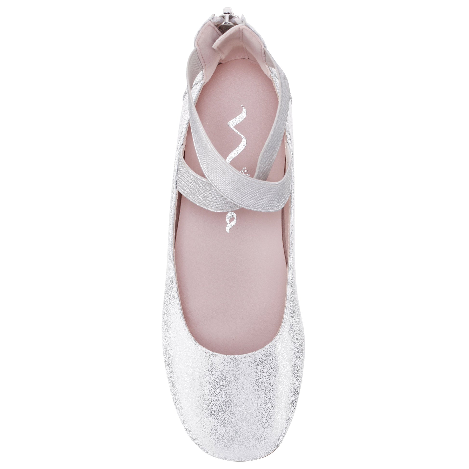 Nina Shoes Girls Marissa Silver zip back ballet flats