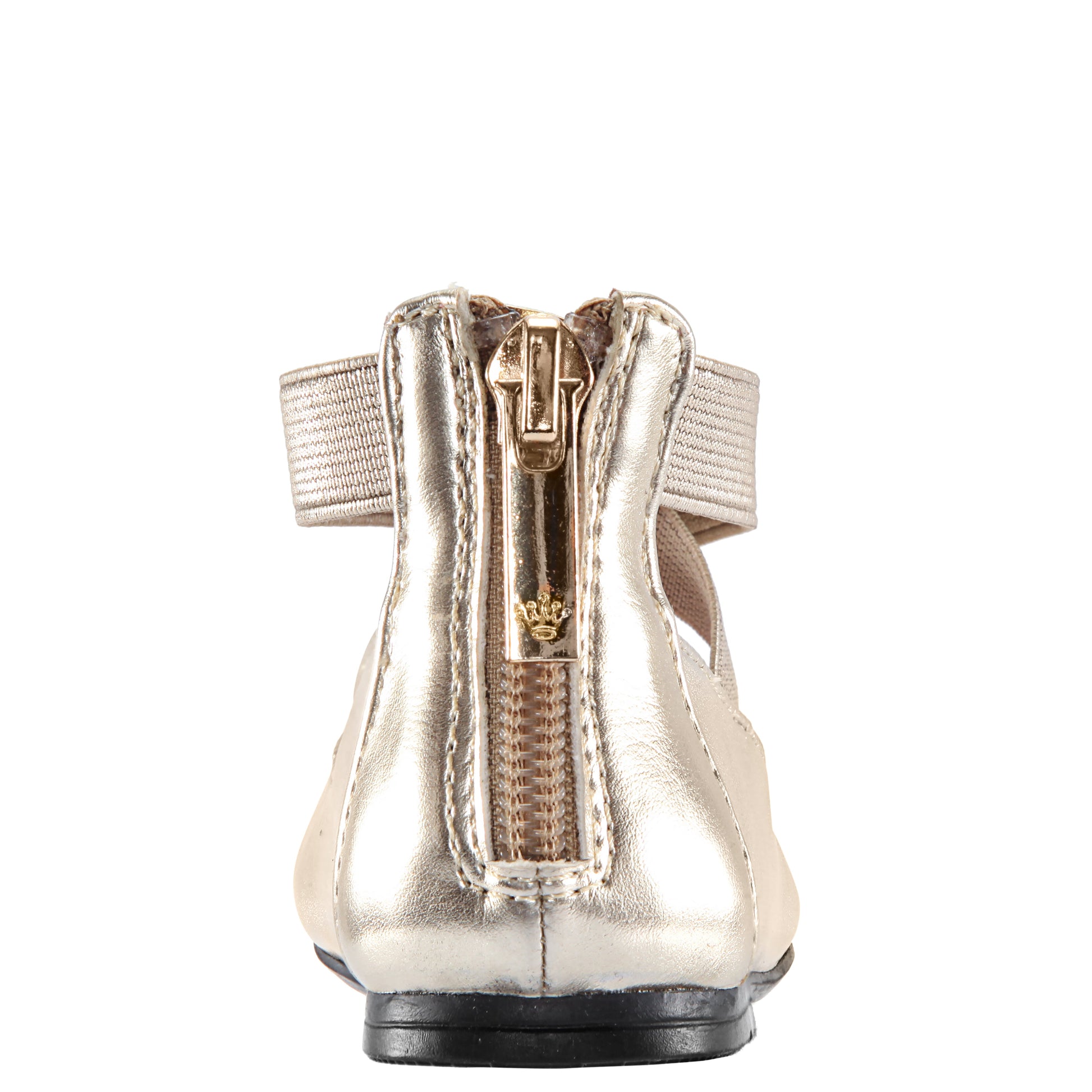Nina Shoes Girls Marissa platino metallic zip back ballet flats