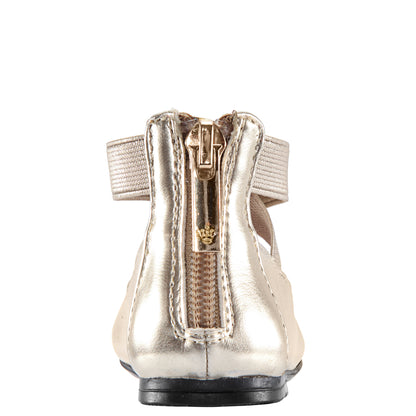 Nina Shoes Girls Marissa platino metallic zip back ballet flats