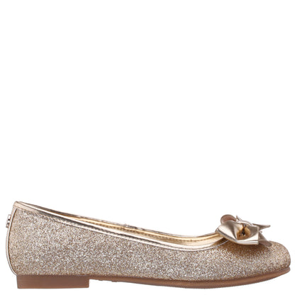 Nina Shoes Girls Rose Gold Glitter Ballet Flats