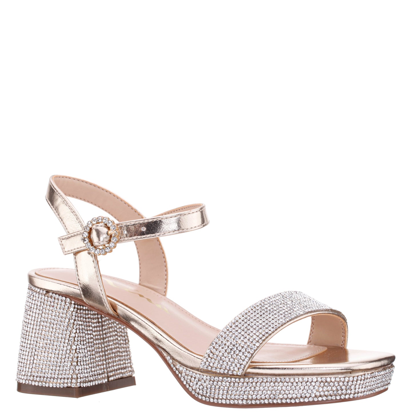Nina Shoes Girls Marysol Light Gold Metallic Rhinestone Platform Dress Sandals