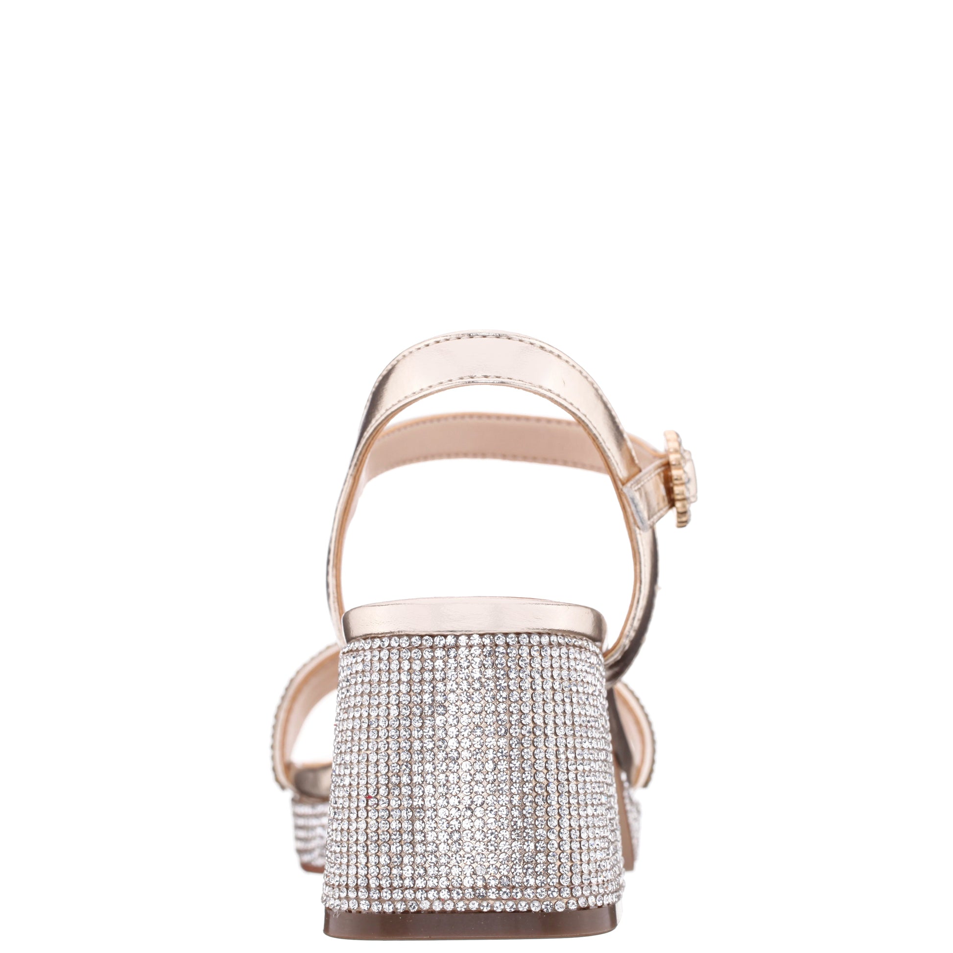 Nina Shoes Girls Marysol Light Gold Metallic Rhinestone Platform Dress Sandals
