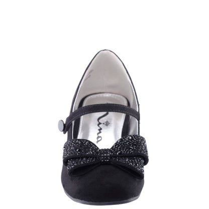 Nina Shoes Girls Nole Black Suede Mary Jane Pumps