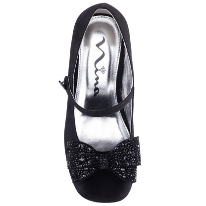 Nina Shoes Girls Nole Black Suede Mary Jane Pumps