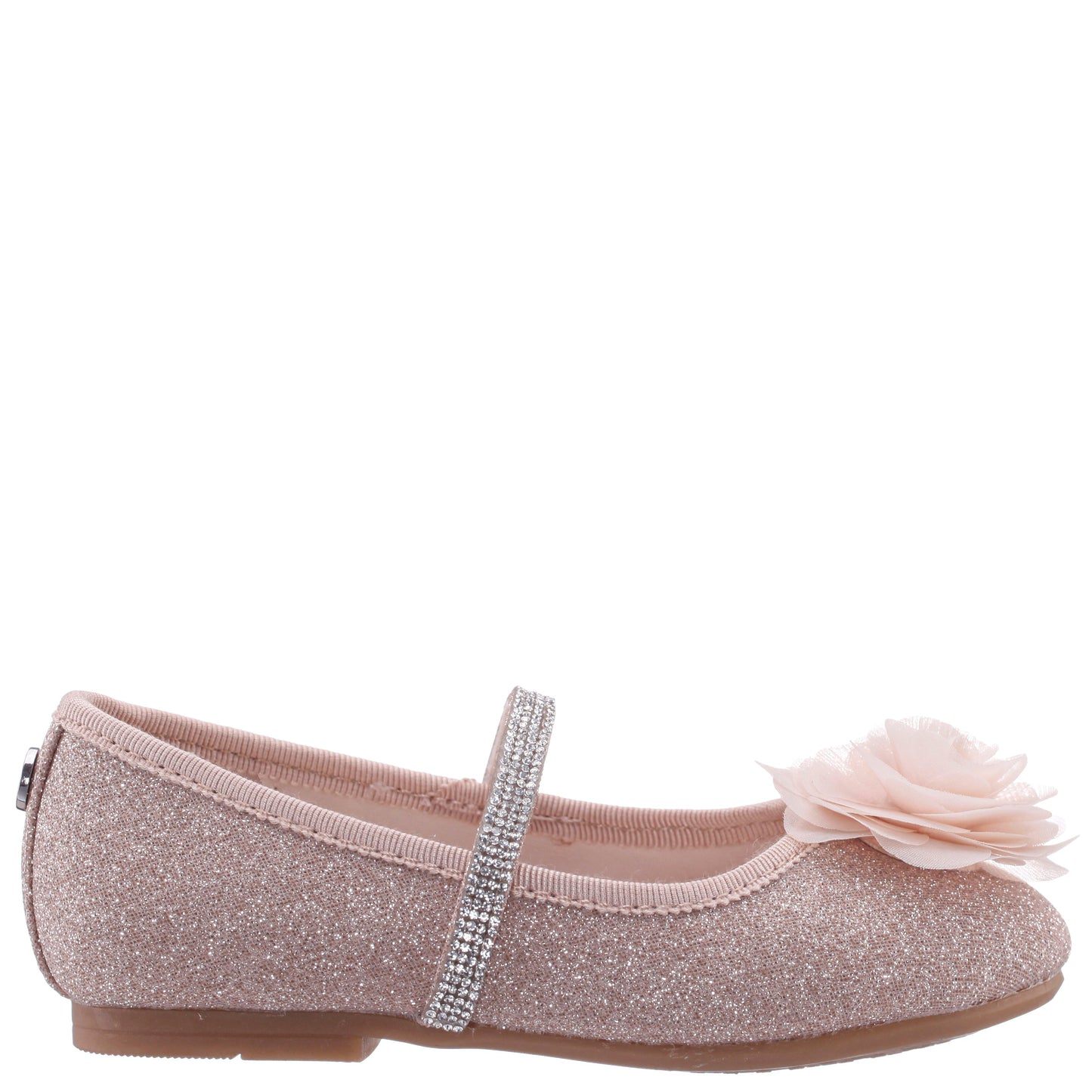Nina Shoes Girls Jory Beige Shimmer Flower Ballet Flats
