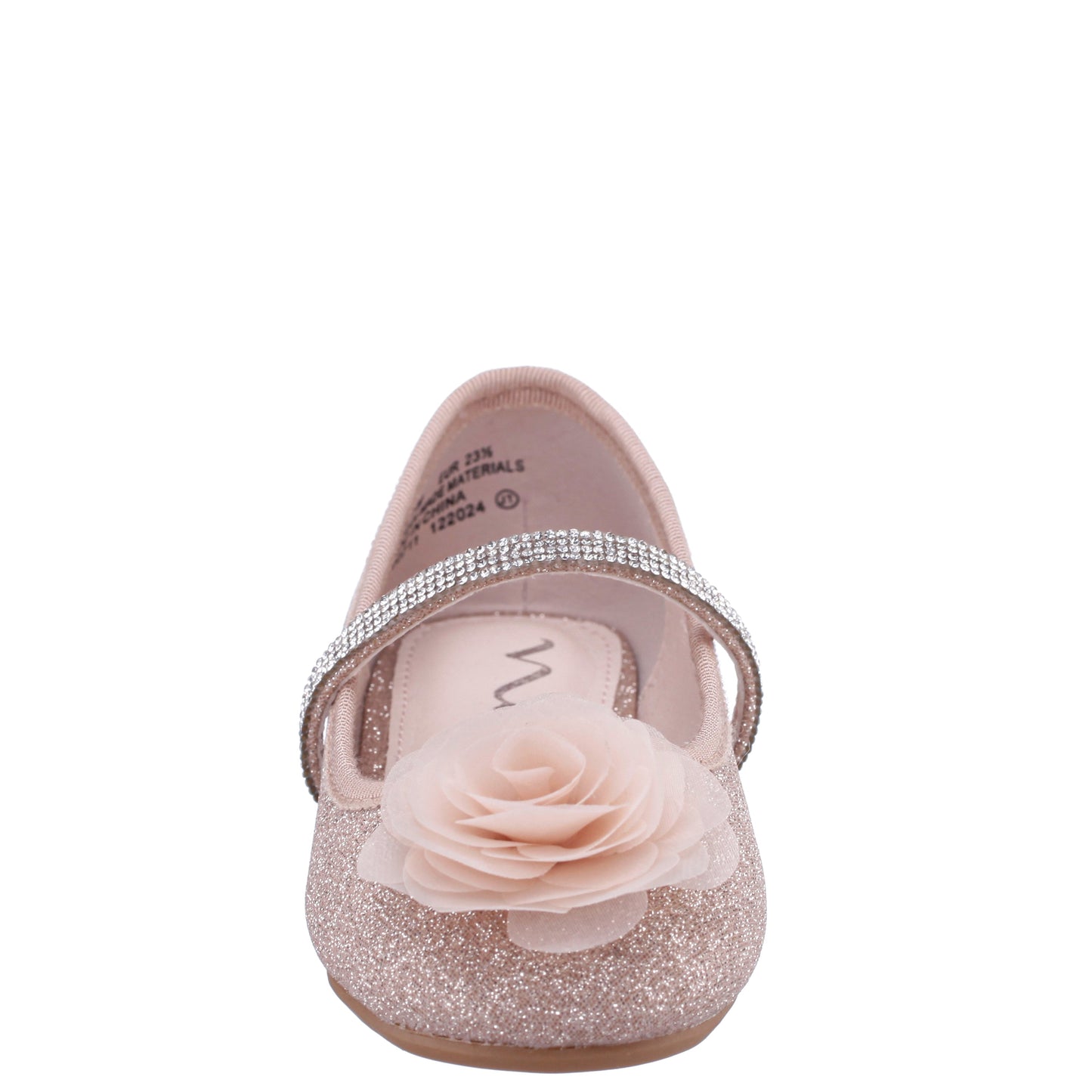 Nina Shoes Girls Jory Beige Shimmer Flower Ballet Flats