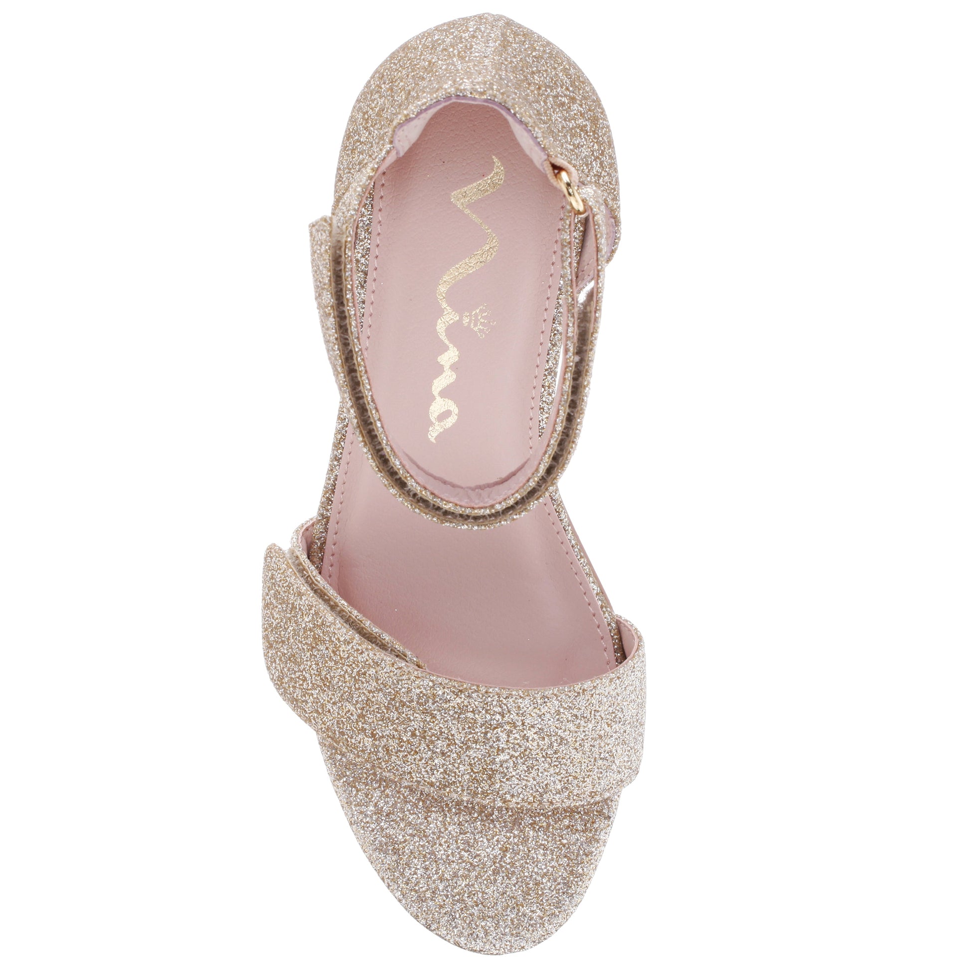 Nina Shoes Girls Rejina Gold Glitter Adjustable Dress Sandals