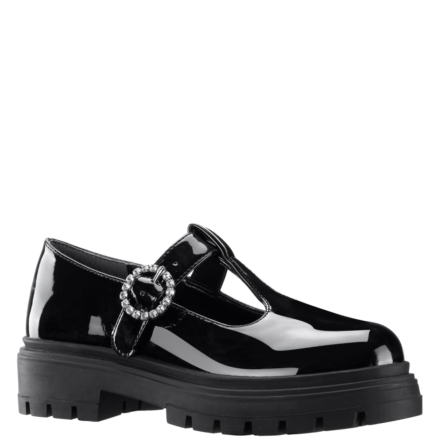 Nina Shoes Girls Stassi Black Patent T-strap school shoe