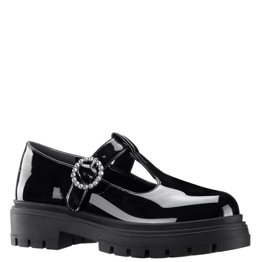 Nina Shoes Girls Stassi Black Patent T-strap school shoe