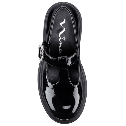 Nina Shoes Girls Stassi Black Patent T-strap school shoe