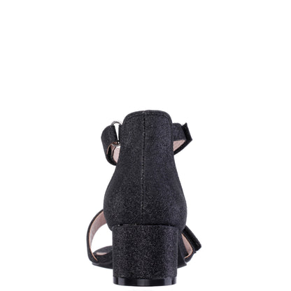 Nina Shoes Girls Rejina Black Glitter Adjustable Dress Sandals