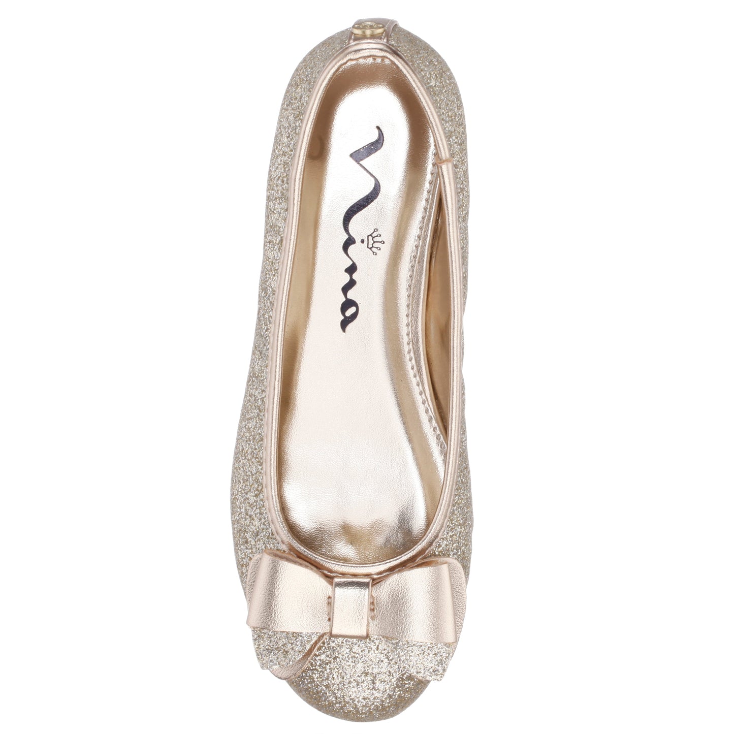 Nina Shoes Girls Kenzee Platino Glitter Ballet Flats