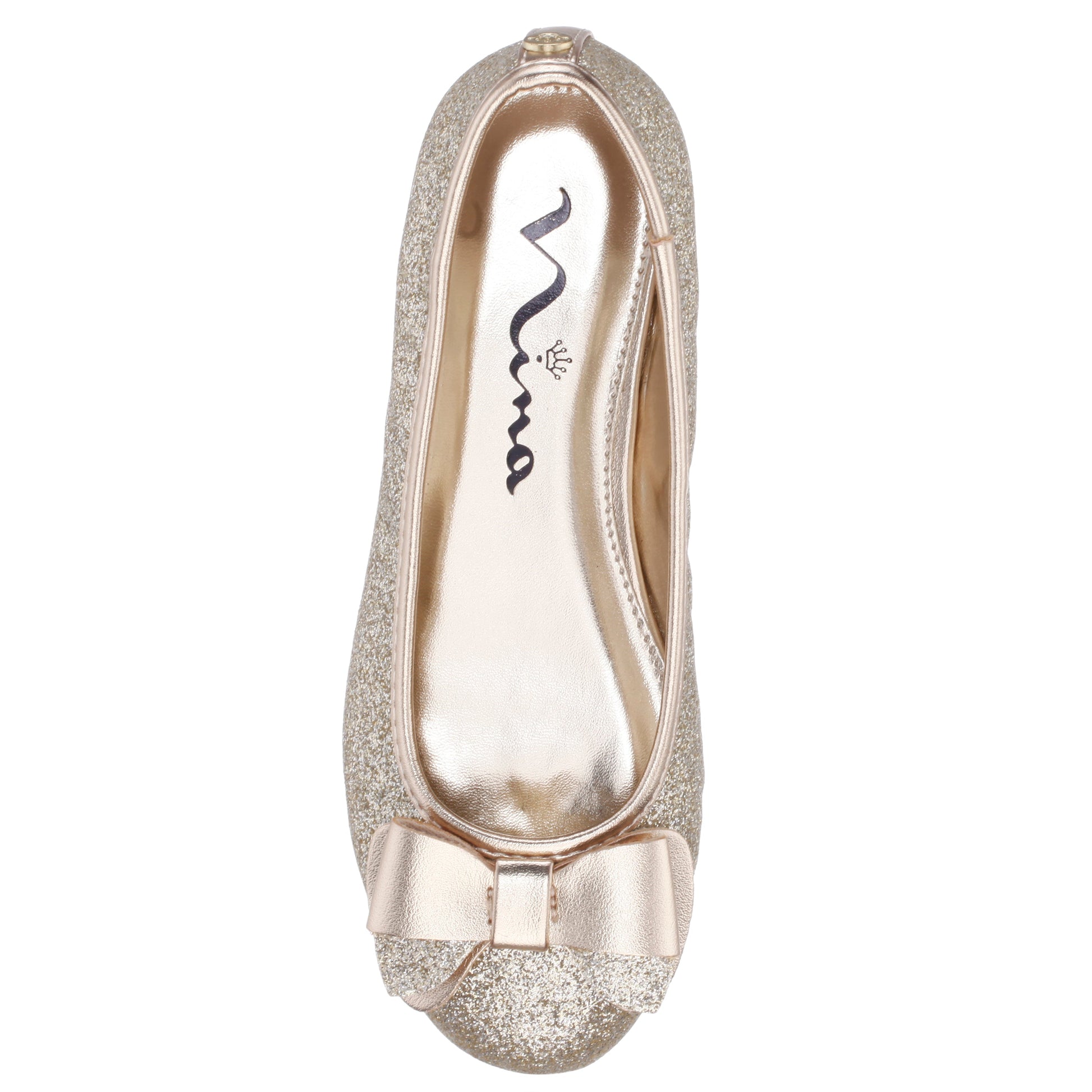 Nina Shoes Girls Kenzee Platino Glitter Ballet Flats