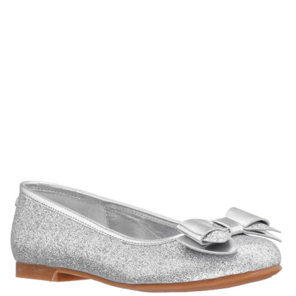 Nina Shoes Girls Kenzee Silver Glitter Ballet Flats