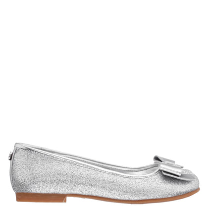 Nina Shoes Girls Kenzee Silver Glitter Ballet Flats
