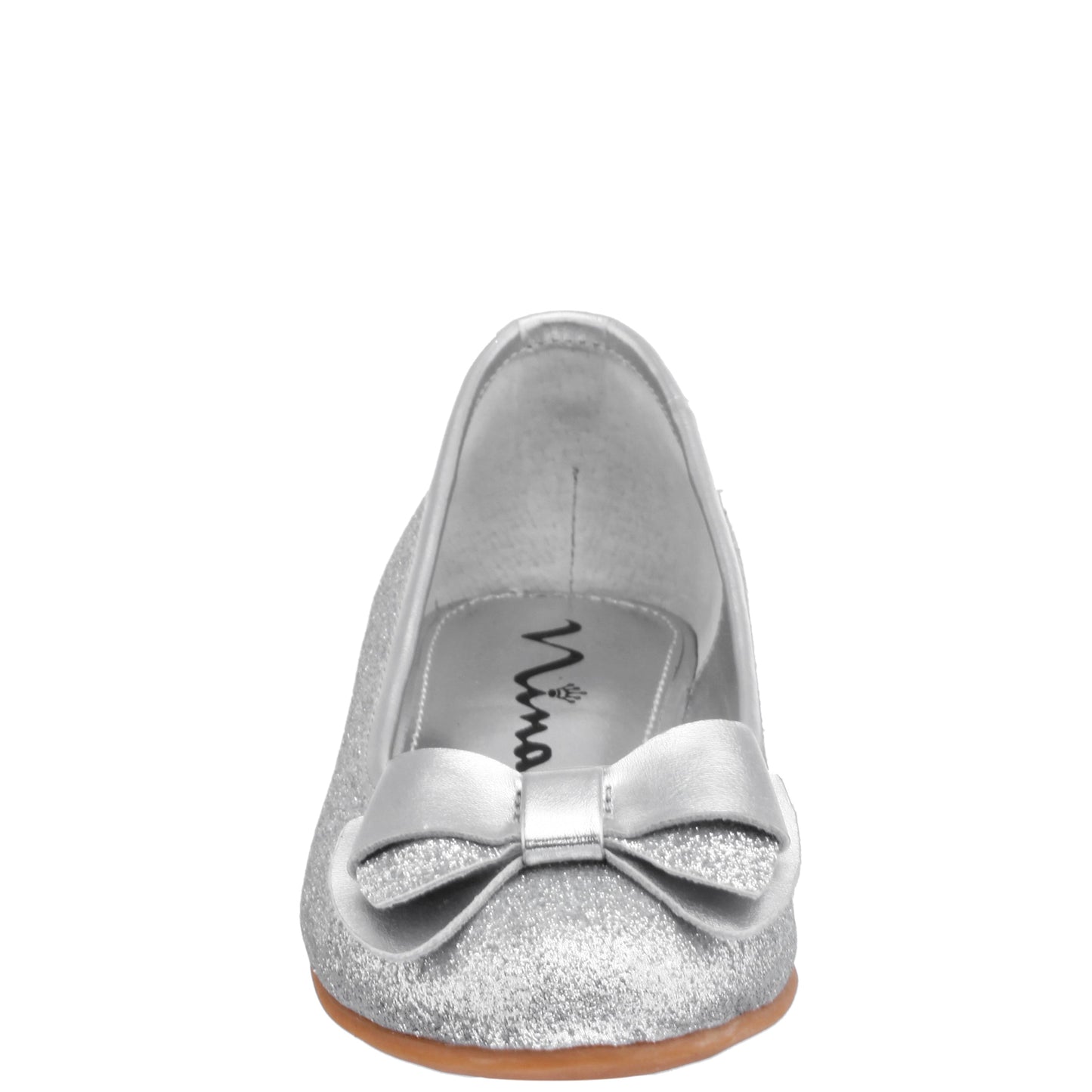 Nina Shoes Girls Kenzee Silver Glitter Ballet Flats
