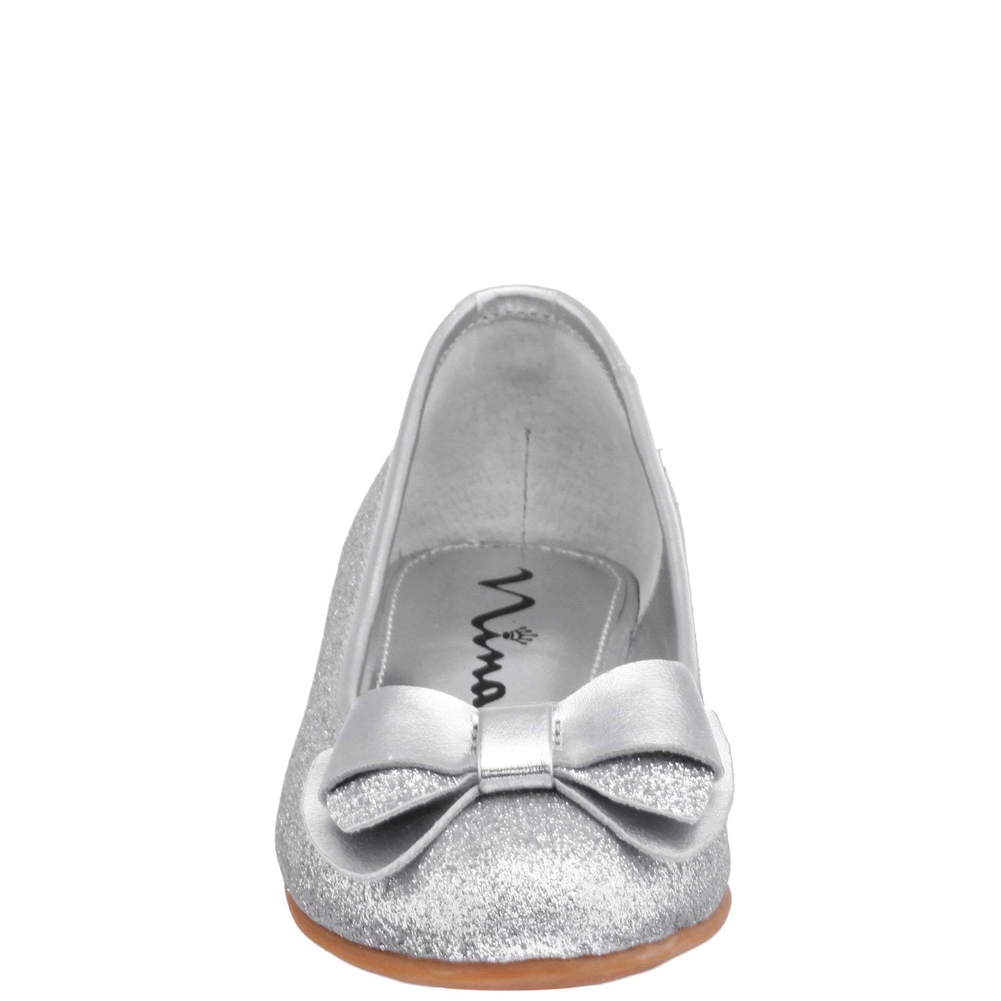 Nina Shoes Girls Kenzee Silver Glitter Ballet Flats