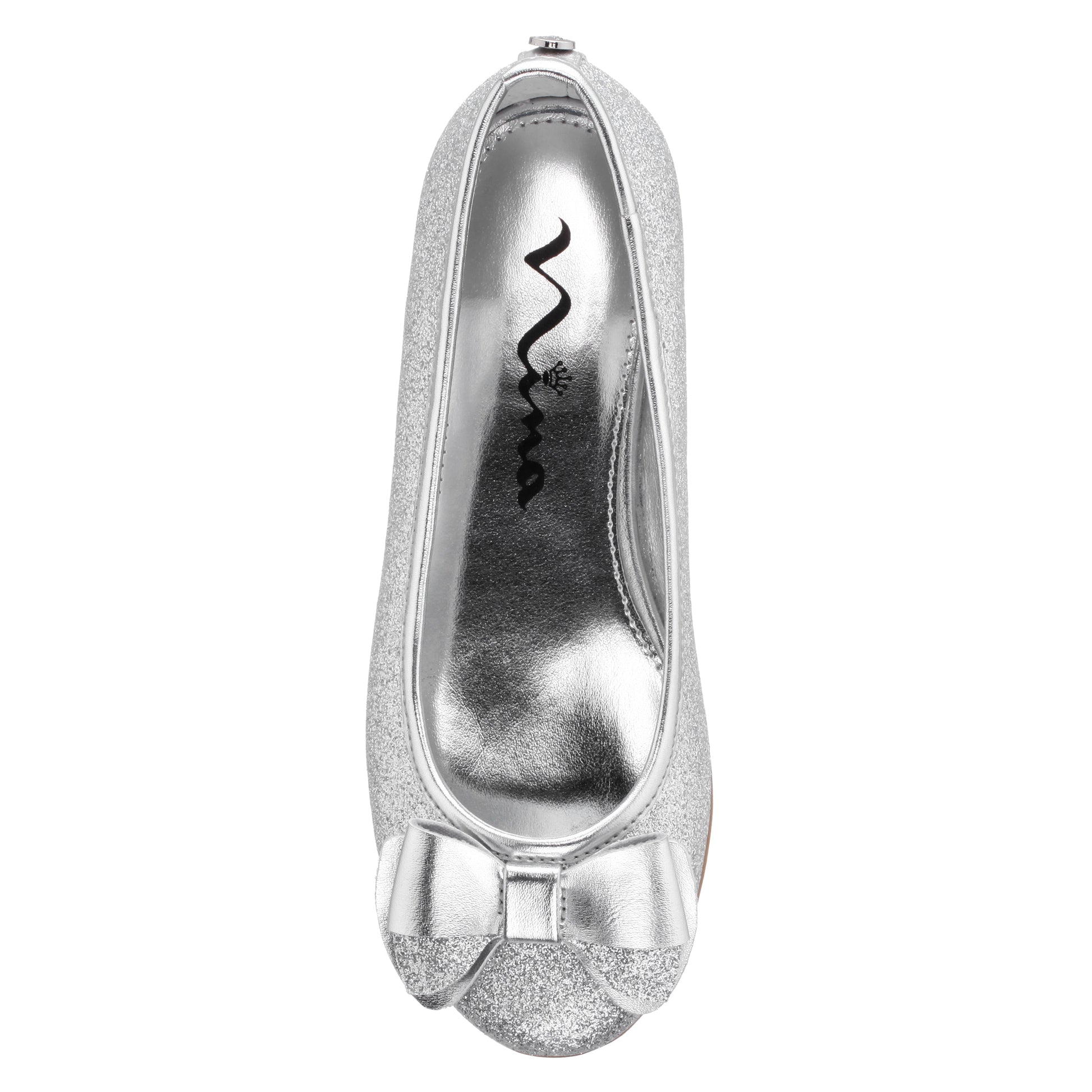 Nina Shoes Girls Kenzee Silver Glitter Ballet Flats