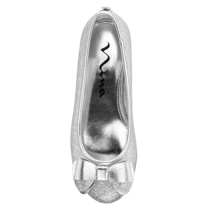 Nina Shoes Girls Kenzee Silver Glitter Ballet Flats