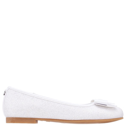 Nina Shoes Girls Kenzee White Glitter Ballet Flats