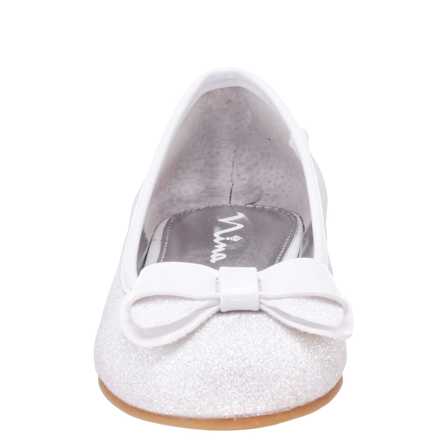 Nina Shoes Girls Kenzee White Glitter Ballet Flats