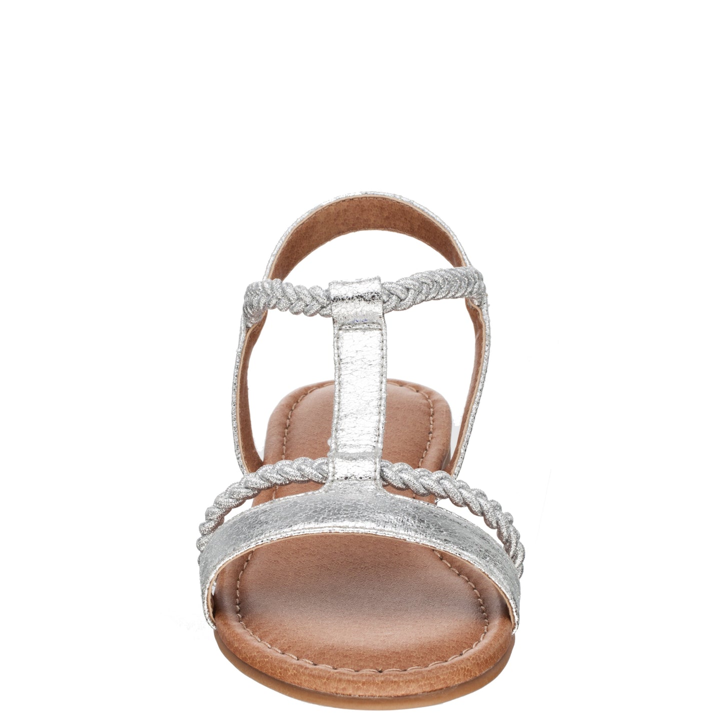 Nina Shoes Girls Burnadet Silver Braided Elastic Strap Sandals