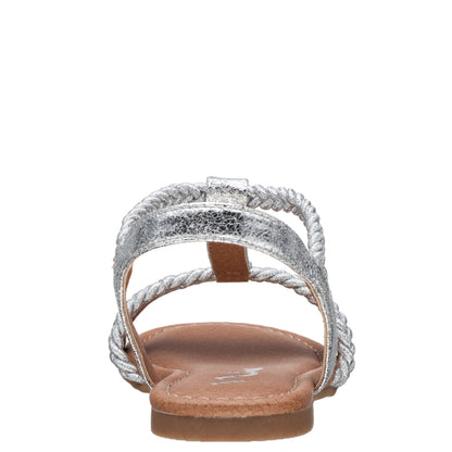 Nina Shoes Girls Burnadet Silver Braided Elastic Strap Sandals