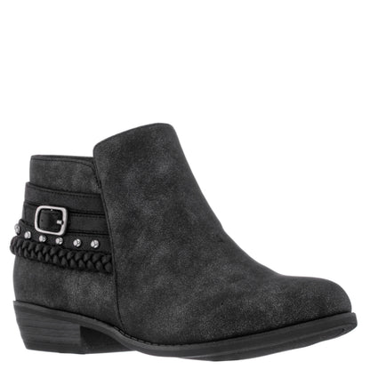 Nina Shoes Girls Kassie Black Shimmer Inside Zip Ankle Boots