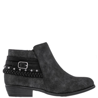 Nina Shoes Girls Kassie Black Shimmer Inside Zip Ankle Boots