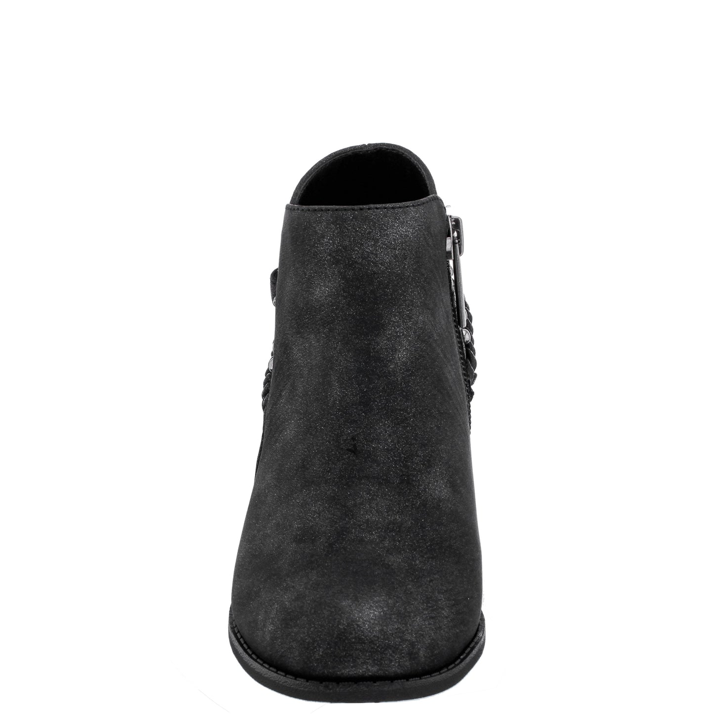 Nina Shoes Girls Kassie Black Shimmer Inside Zip Ankle Boots