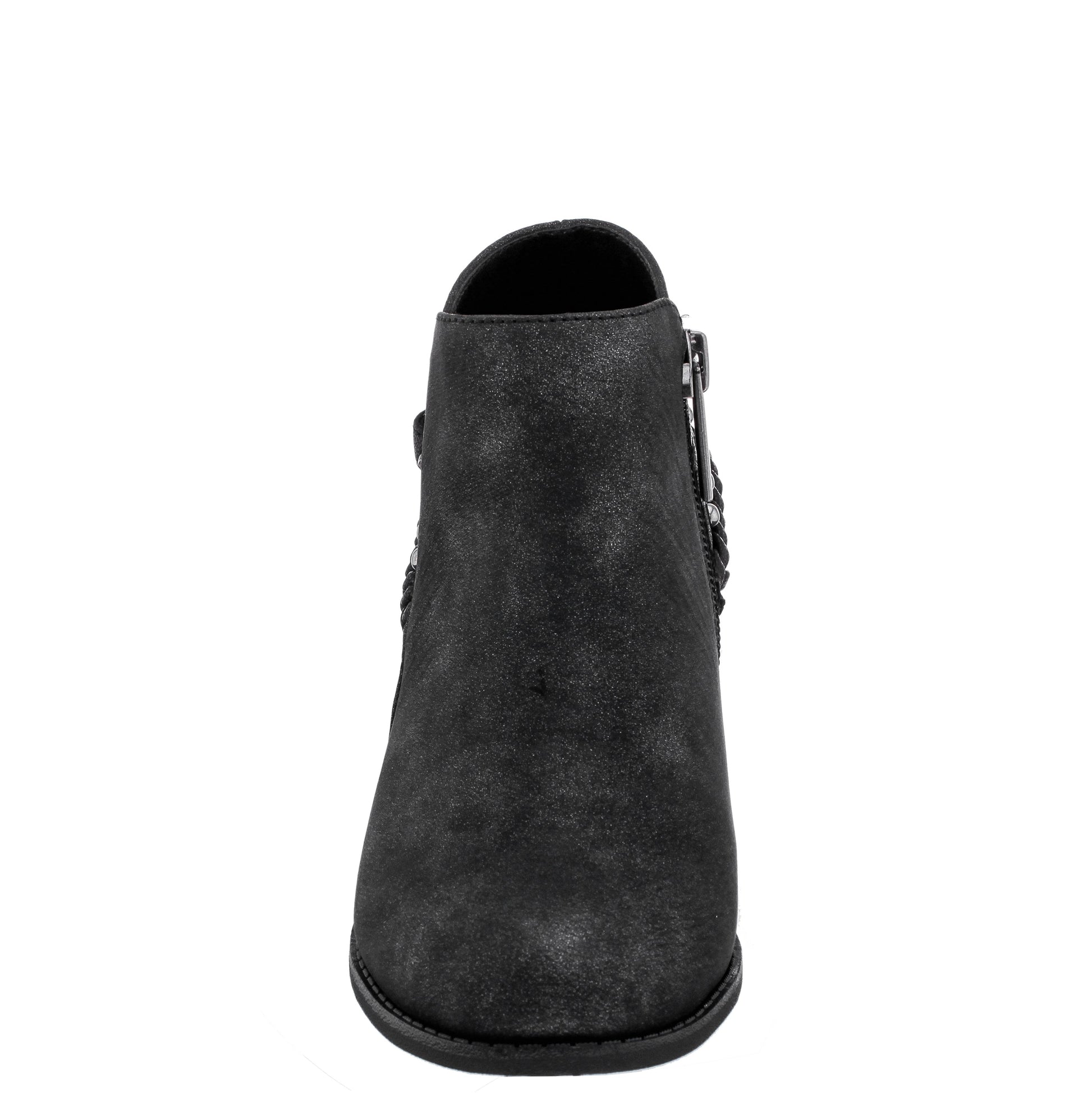 Nina Shoes Girls Kassie Black Shimmer Inside Zip Ankle Boots