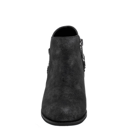 Nina Shoes Girls Kassie Black Shimmer Inside Zip Ankle Boots