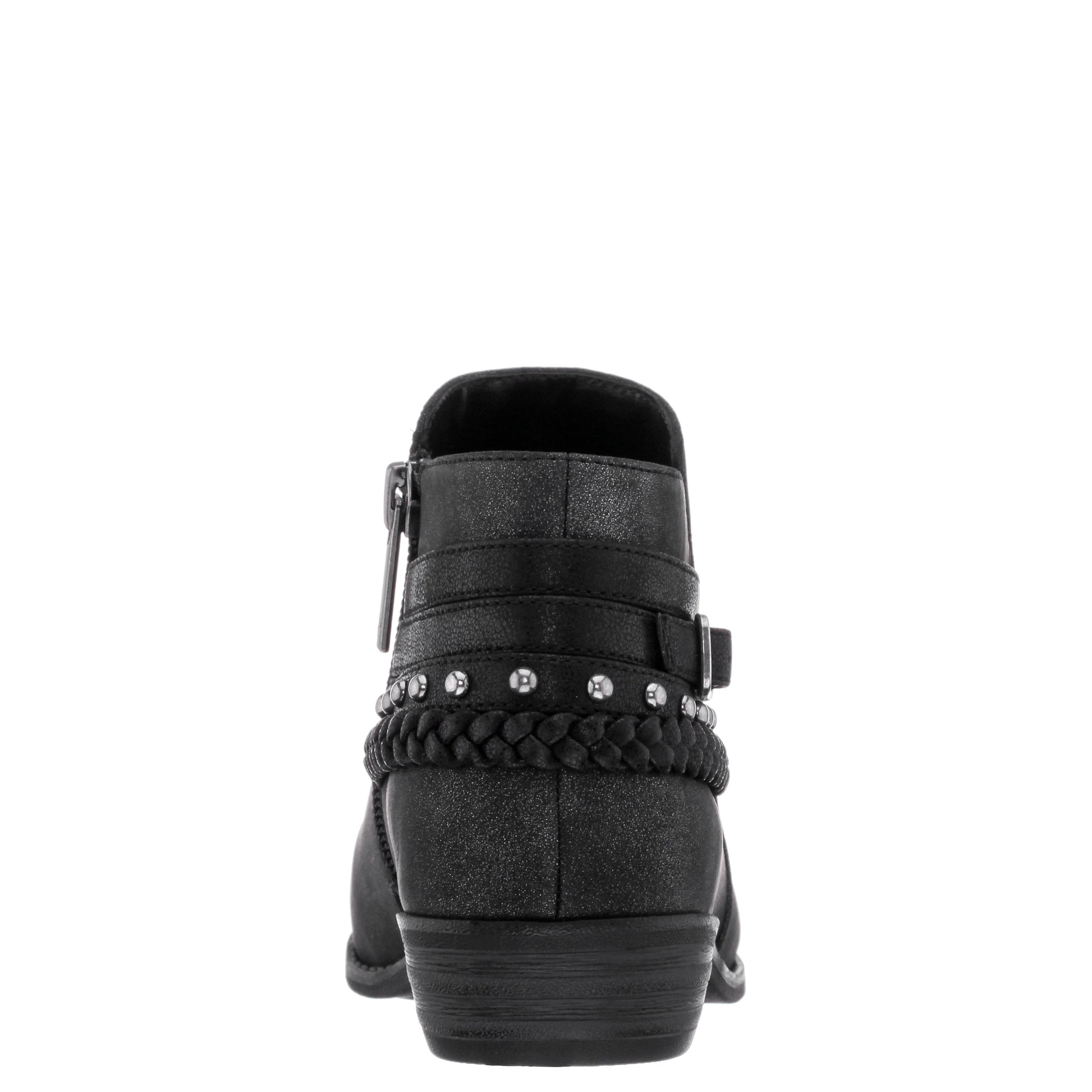 Nina Shoes Girls Kassie Black Shimmer Inside Zip Ankle Boots