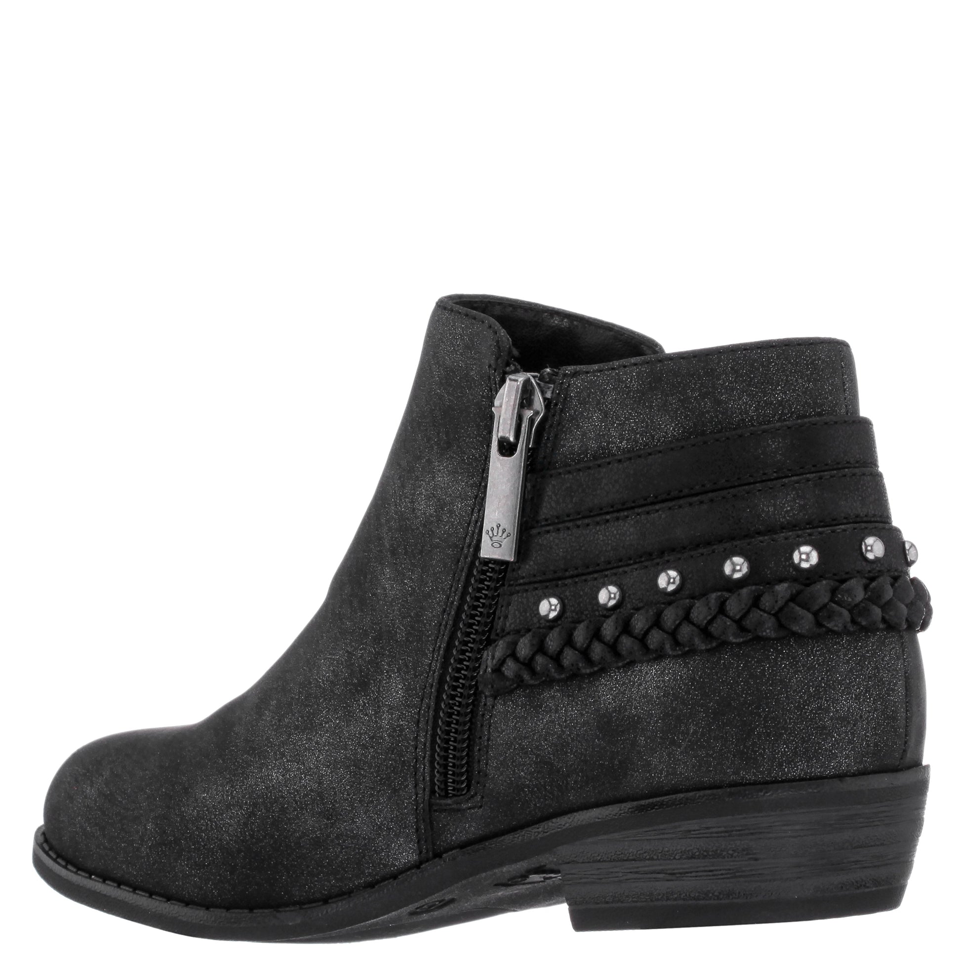 Nina Shoes Girls Kassie Black Shimmer Inside Zip Ankle Boots