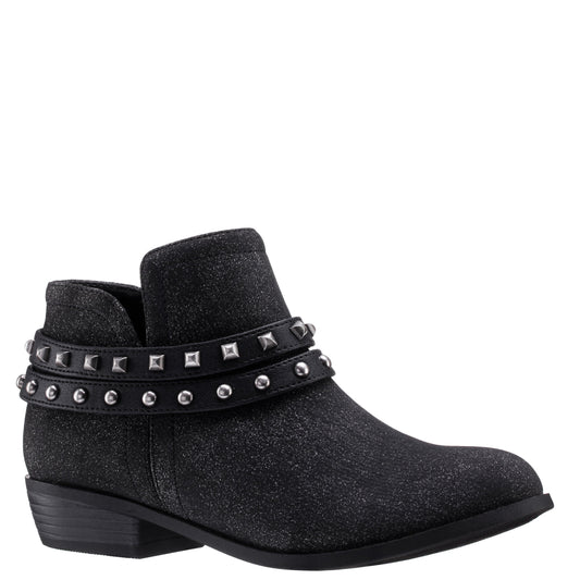 Nina Shoes Girls Nicolena Black Shimmer Inside Zip Ankle Boots