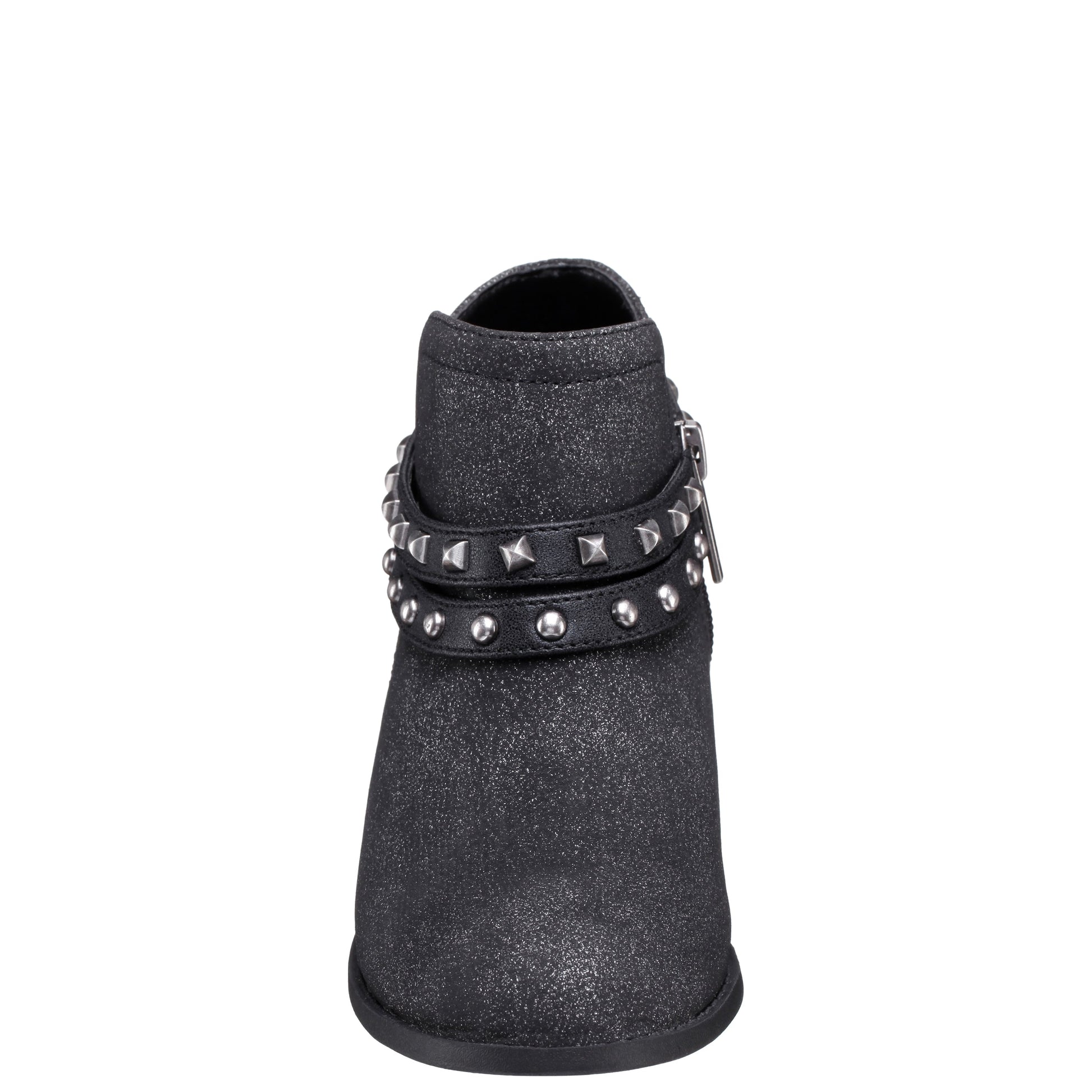 Nina Shoes Girls Nicolena Black Shimmer Inside Zip Ankle Boots
