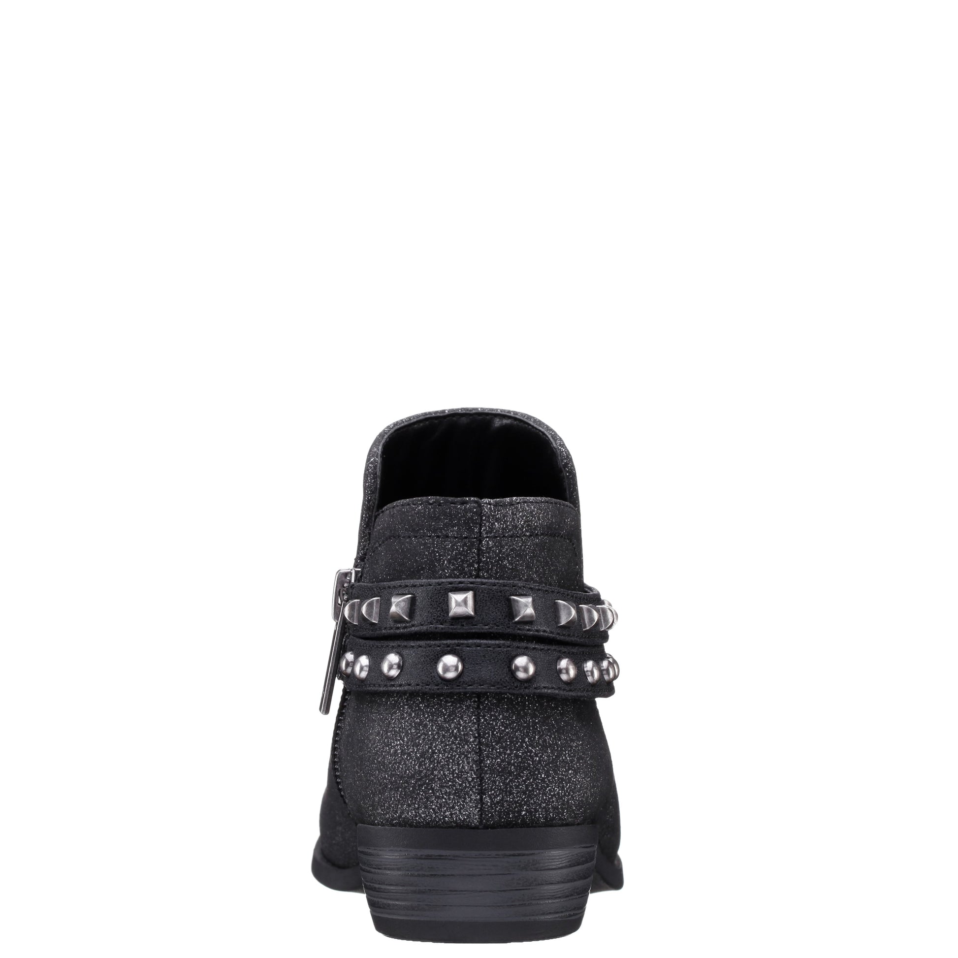 Nina Shoes Girls Nicolena Black Shimmer Inside Zip Ankle Boots