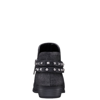 Nina Shoes Girls Nicolena Black Shimmer Inside Zip Ankle Boots
