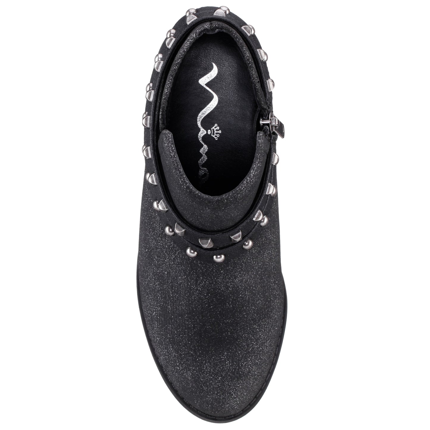 Nina Shoes Girls Nicolena Black Shimmer Inside Zip Ankle Boots
