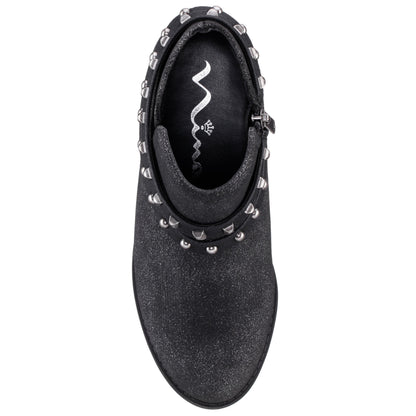 Nina Shoes Girls Nicolena Black Shimmer Inside Zip Ankle Boots
