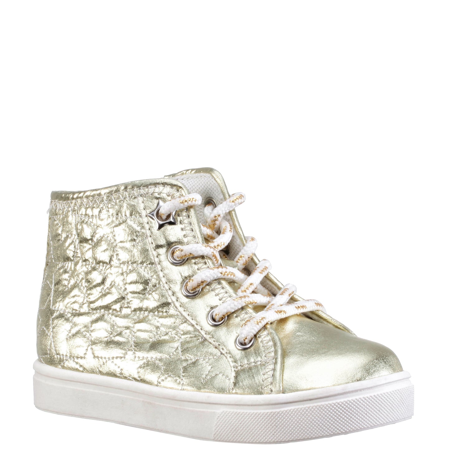 Nina Shoes Girls Emaline Platino Quilted heart Side Zip Hightop Sneakers
