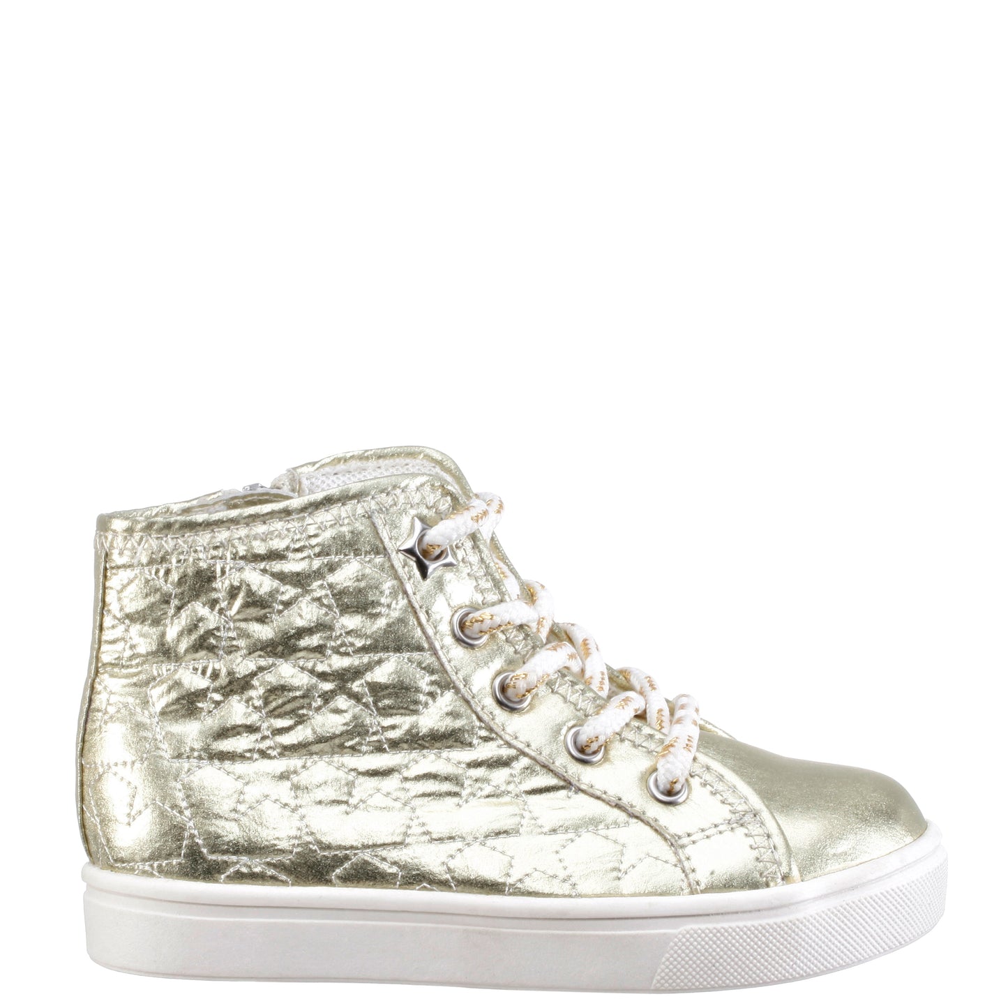 Nina Shoes Girls Emaline Platino Quilted heart Side Zip Hightop Sneakers
