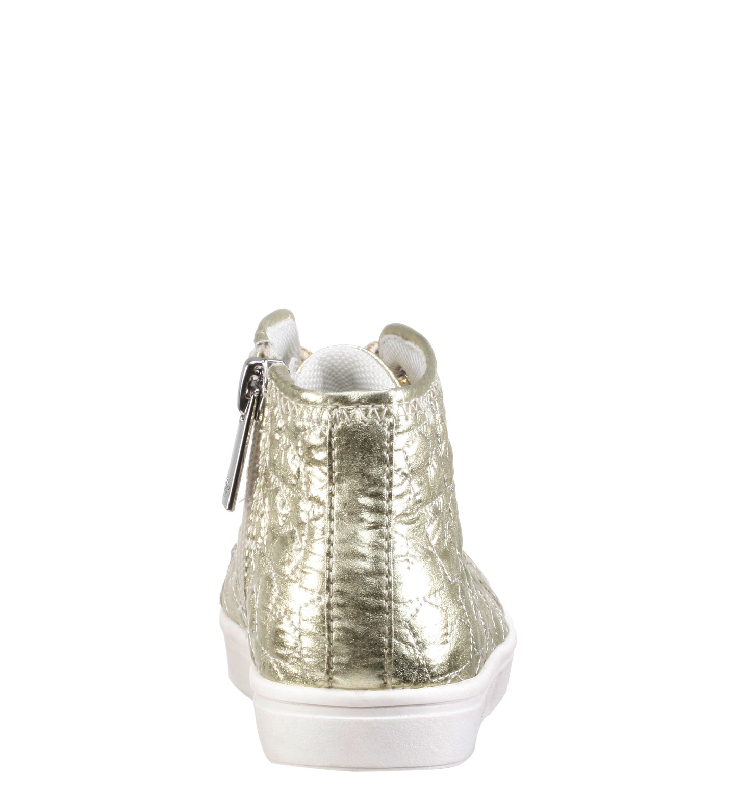 Nina Shoes Girls Emaline Platino Quilted heart Side Zip Hightop Sneakers